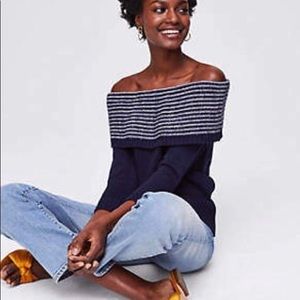 Loft w/o tags off the shoulder navy sweater size L